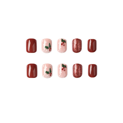 Merry Mistletoe Magic| Short Squoval Manicure | Press On Nails N403