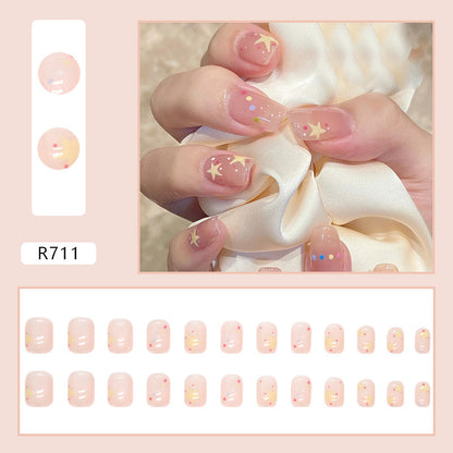 Whimsical Star Dots | Short Squoval Manicure | Press on Nail