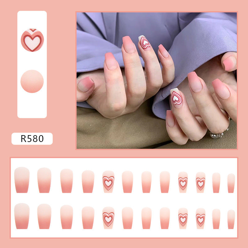 Matte Y2K Pink Hearts | Long Coffin Manicure  | Press On Nails