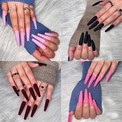 Matte Pure Elegance | Long Coffin Manicure | Press On Nails N623