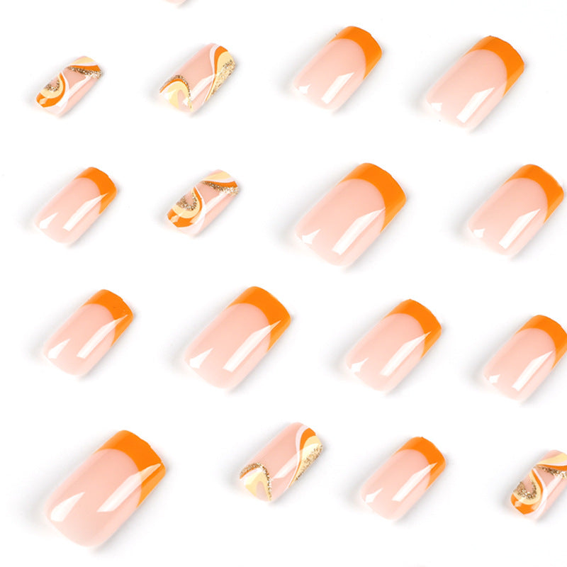 Zesty Orange| Medium Coffin Manicure | Press On Nails N732