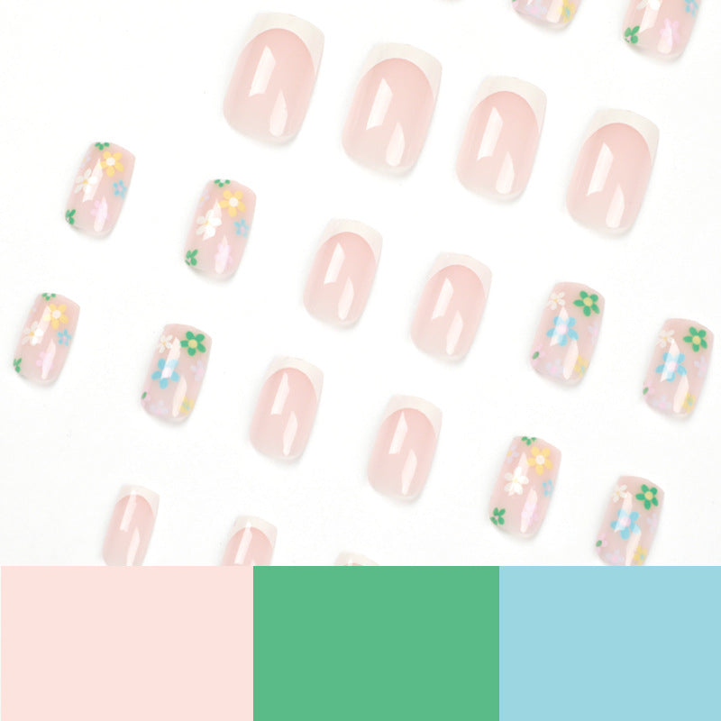 Pastel Flowers| Short Squoval Manicure | Press On Nails N369