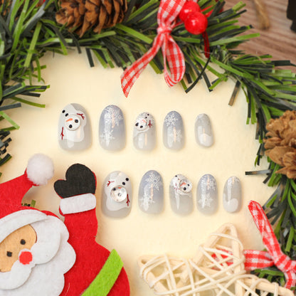 Frosty Wonderland Glam | Short Almond Manicure | Press On Nails N487