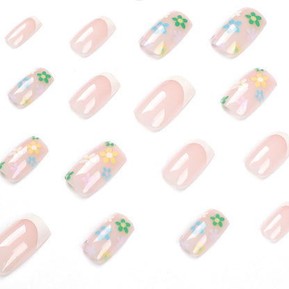 Pastel Flowers| Short Squoval Manicure | Press On Nails N369