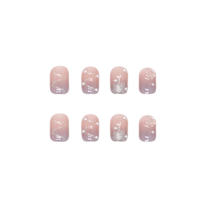 Misty Pink Pearl| Short Squoval Manicure | Press On Nails