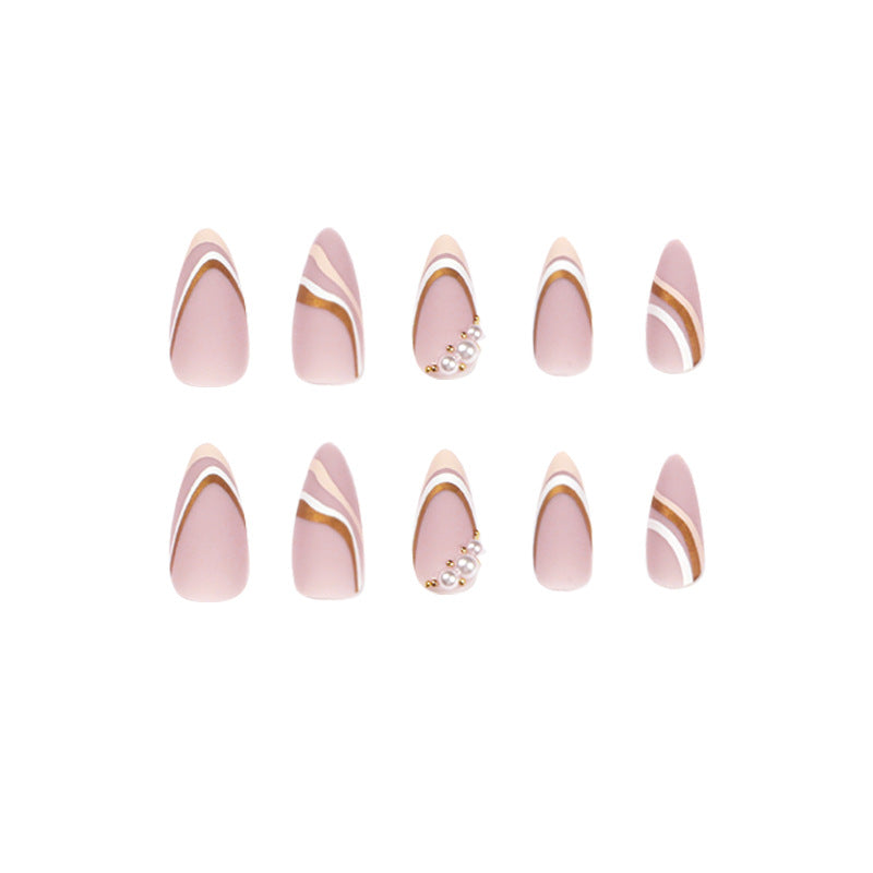 Pearlescent Pink Dance| Medium Almond Manicure | Press On Nails N533