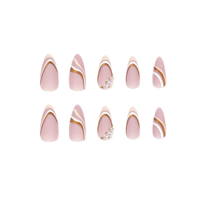 Pearlescent Pink Dance| Medium Almond Manicure | Press On Nails N533