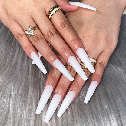 Matte Pure Elegance | Long Coffin Manicure | Press On Nails N623