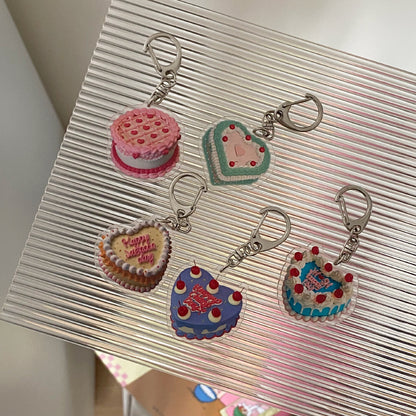 Acrylic Cake Design Bag KeyChain |Cake Pendant Schoolbag Hanging Decoration K8