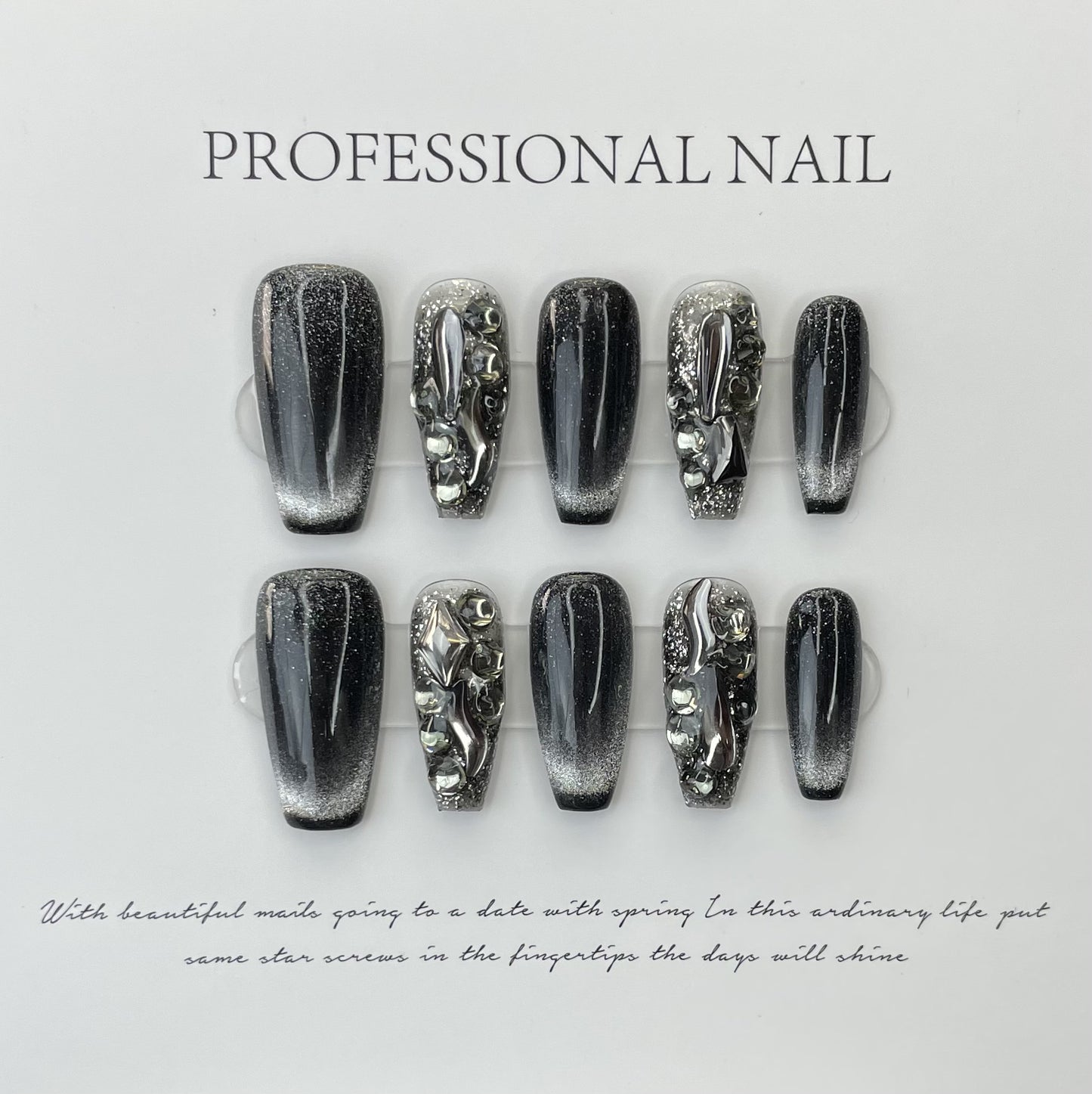 Gothic Whisper| Long Medium Coffin Manicure| Handmade Press on Nails H187