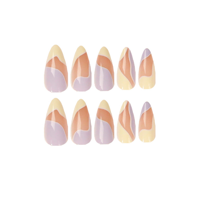 Serene Pastel Wave| Medium Almond Manicure | Press On Nails N621