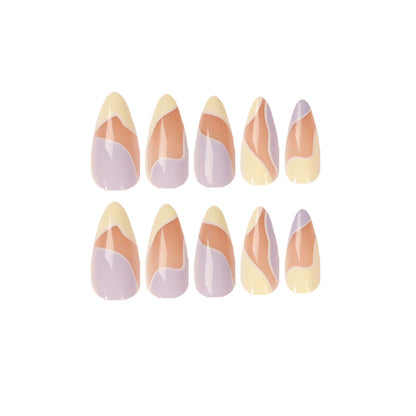 Serene Pastel Wave| Medium Almond Manicure | Press On Nails N621