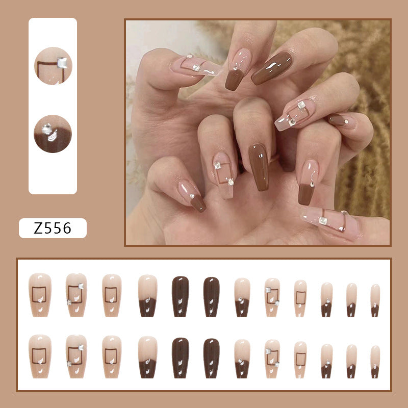 Cocoa Cube | Long Coffin Manicure  | Press On Nail