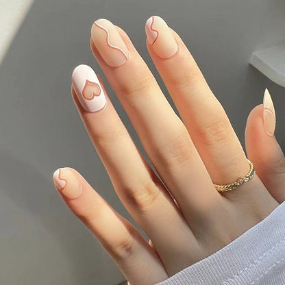 Loving Pink Heart| Short Almond Manicure | Press On Nails N693