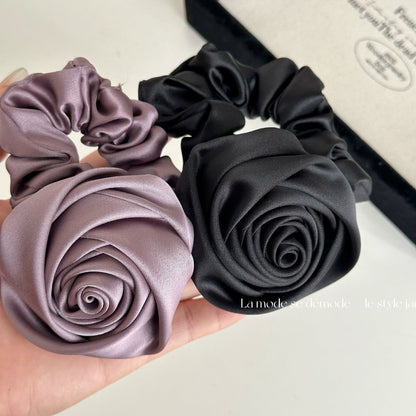 Satin Rose Hair Tie|Hair Band |Ponytail Holders Barrette|Hair Scrunchie HT44