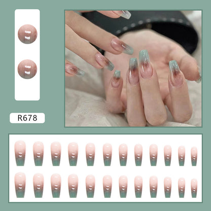 Muted Rose Jade | Long Coffin Manicure  | Press On Nails