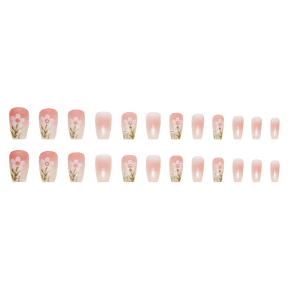 Blushing Bouquet| Medium Squoval Manicure | Press On Nail