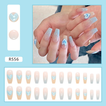 Baby Blue Love | Long Coffin Manicure  | Press On Nails