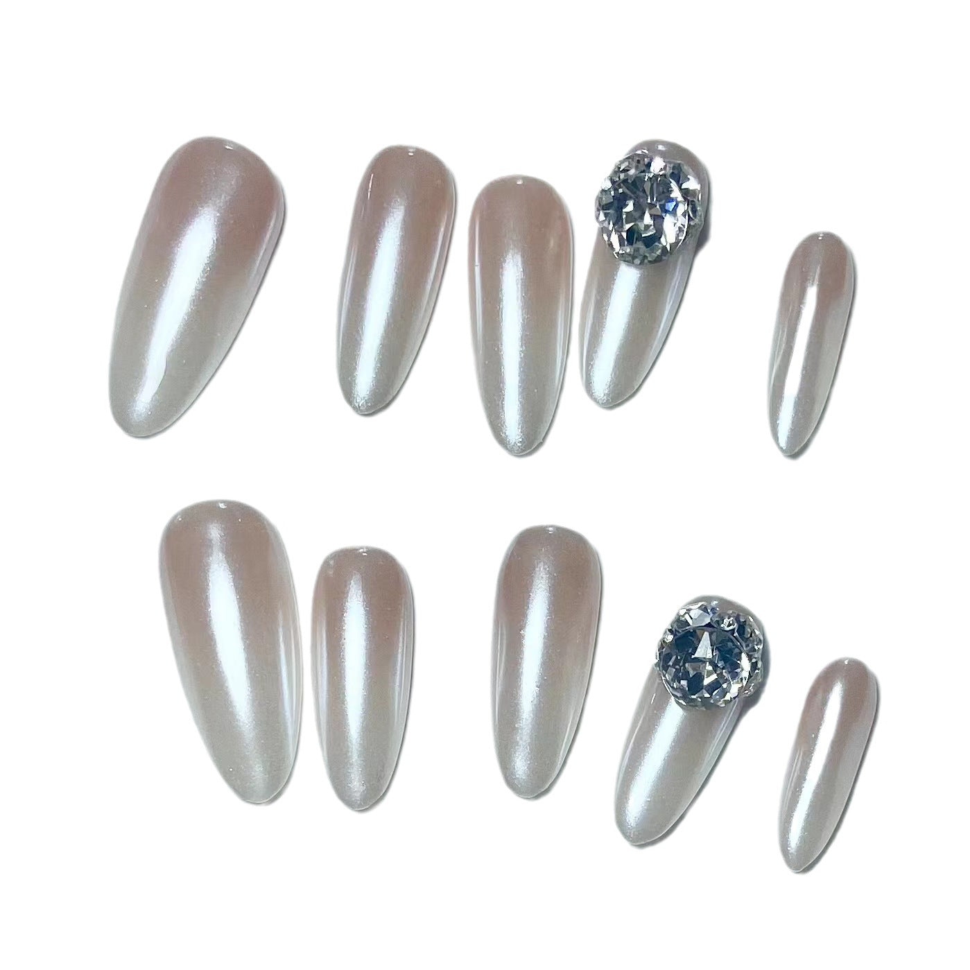 Dazzling Gems | Medium Almond Manicure | Handmade Press On Nails H131