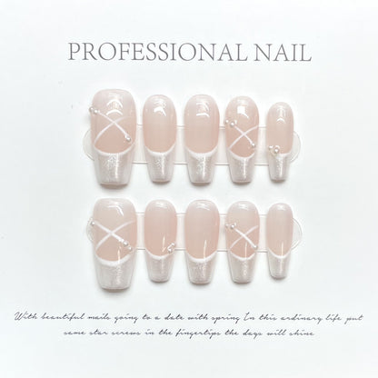 Ballet Elegance| Medium Coffin Manicure | Handmade Press On Nails H251