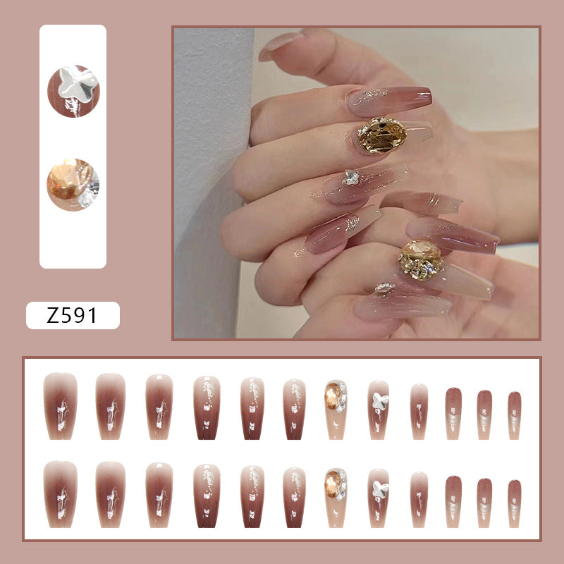 Glitzy Diamond | Long Coffin Manicure  | Press on Nails