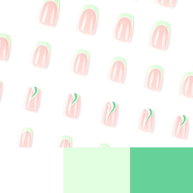 Spring Green| Medium Coffin Manicure | Press On Nails N698