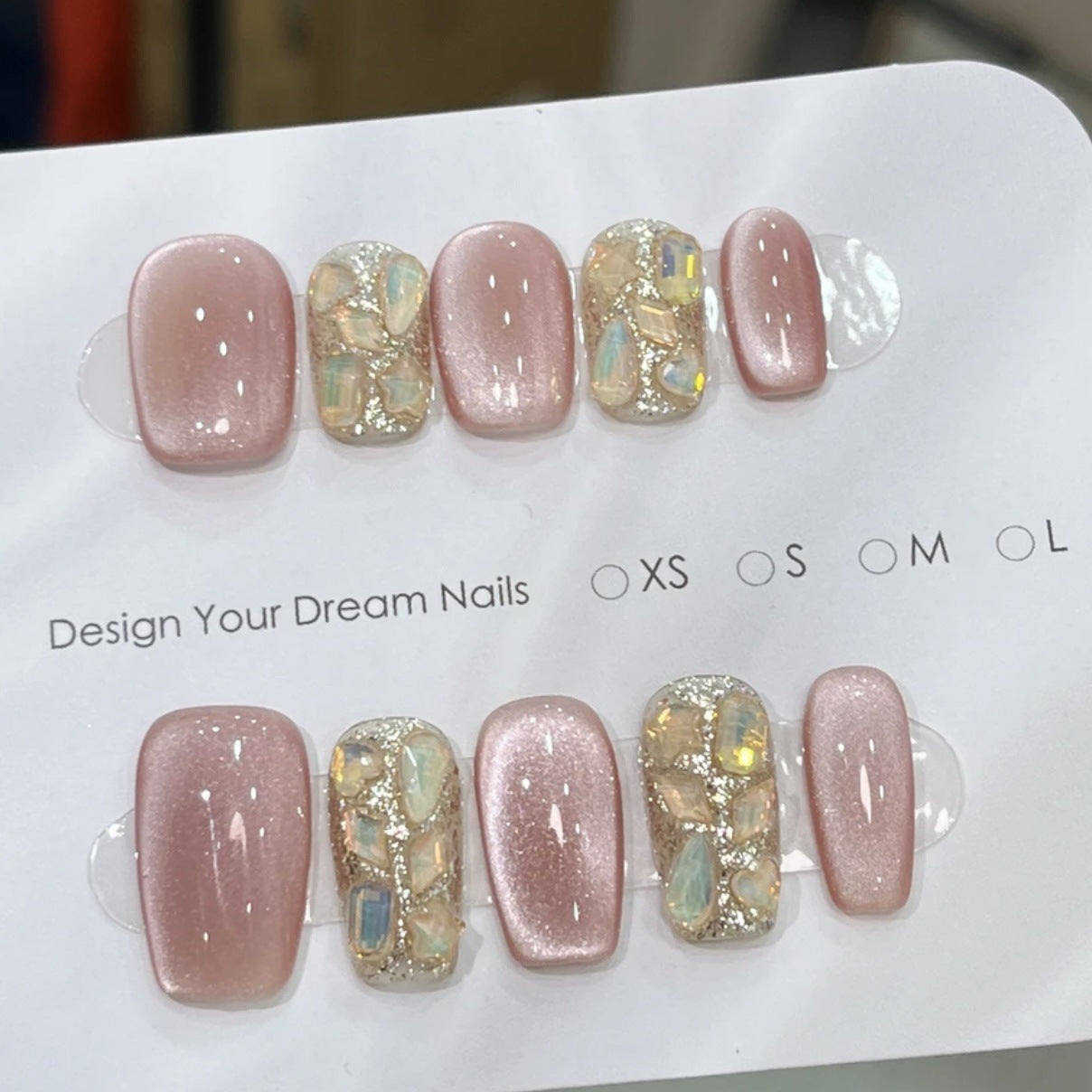 Twinkling Blush|Medium Coffin Manicure |Handmade Press on Nails H143