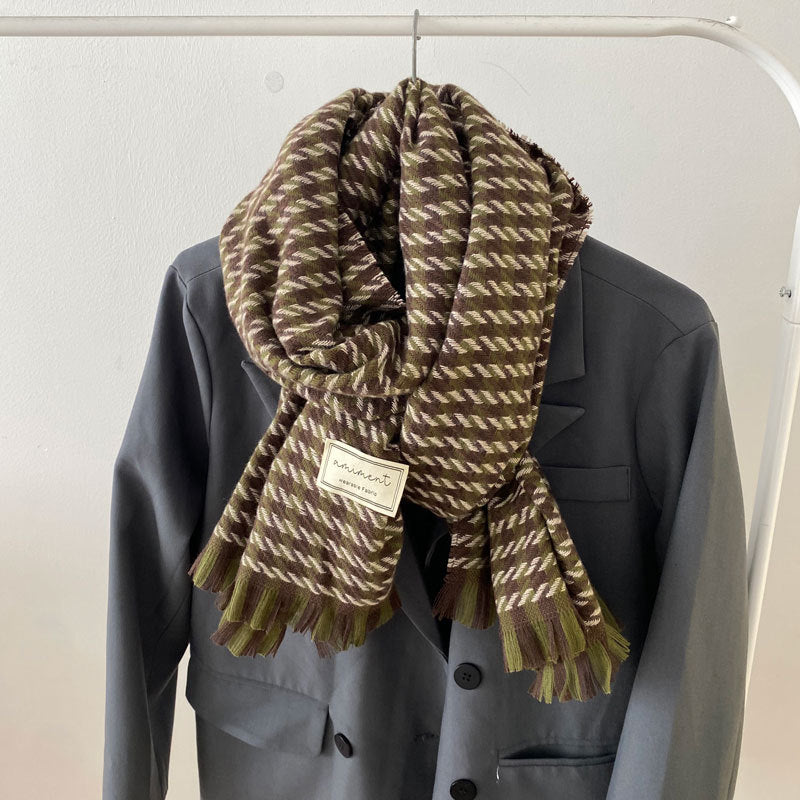 Classic Tartan Winter Solid Color Scarf |Warm Wool Knitted Shawls W47