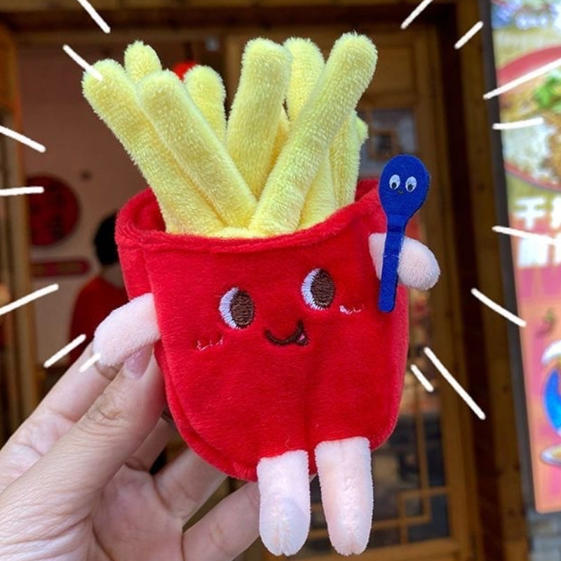 Hamburger Chips Hot Dogs Design Bag KeyChain |Pendant Plush Schoolbag Hanging Decoration Gifts K22