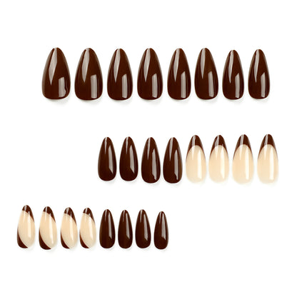 Chestnut Brown| Medium Almond Manicure | Press On Nails N597