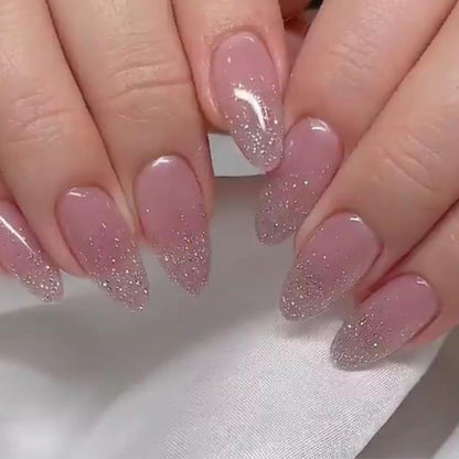 Dusty Violet Glitz| Medium Almond Manicure | Press On Nails N474