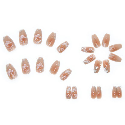 Peachy Butterfly| Medium Squoval Manicure | Press On Nail