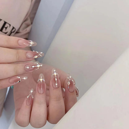 Soft Pink Ballet | Medium Almond Manicure | Handmade Press On Nails H217