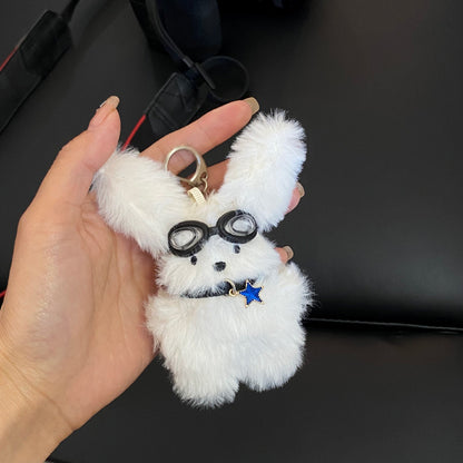 Cute Cartoon Pilot Rabbit Design Bag KeyChain |Pendant Bunny Plush Hanging Decoration Gift K17