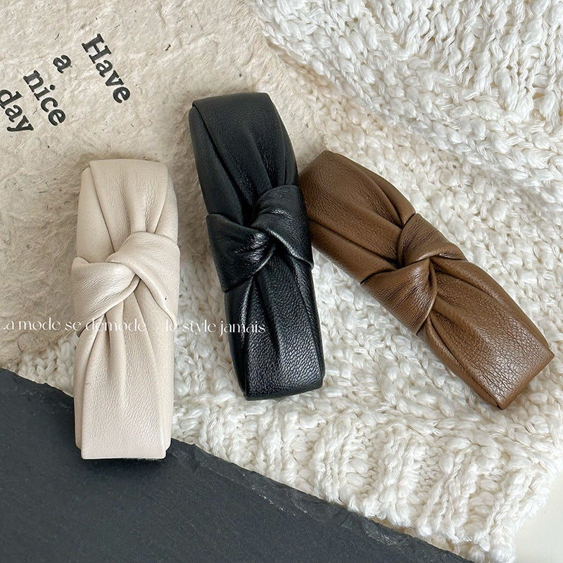 Leather Tieknot Hair Clip |Hair Snap Clip|Hair Barrette |Duckbill Hairpin 2pcs A153