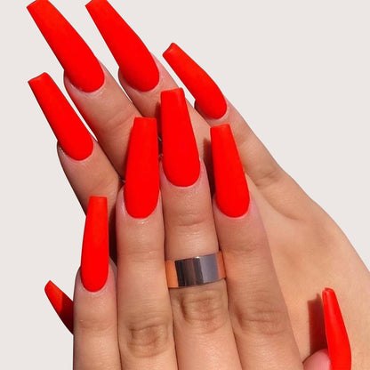 Neon Burst | Long Coffin Manicure | Press On Nails N524