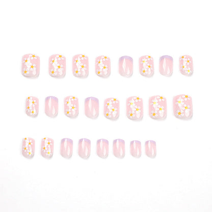 Pastel Flowers | Short Squoval Manicure | Press On Nails N356