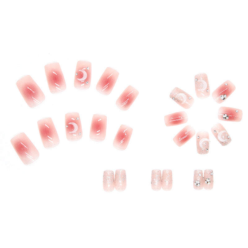 Pink Moon Star Ombré | Medium Squoval Manicure | Press on Nail