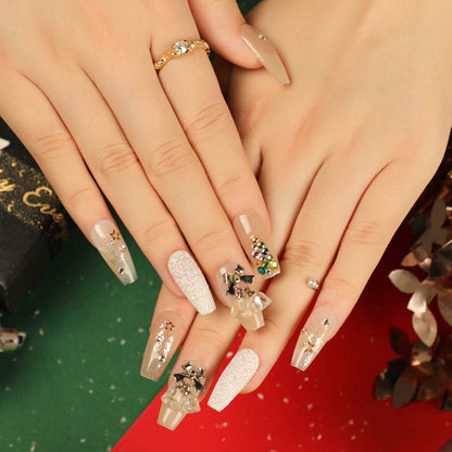 Jingle Bells | Medium Coffin Manicure | Press On Nails N485