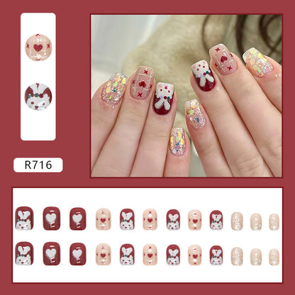 Shimmer Bunny| Short Squoval Manicure | Press On Nail