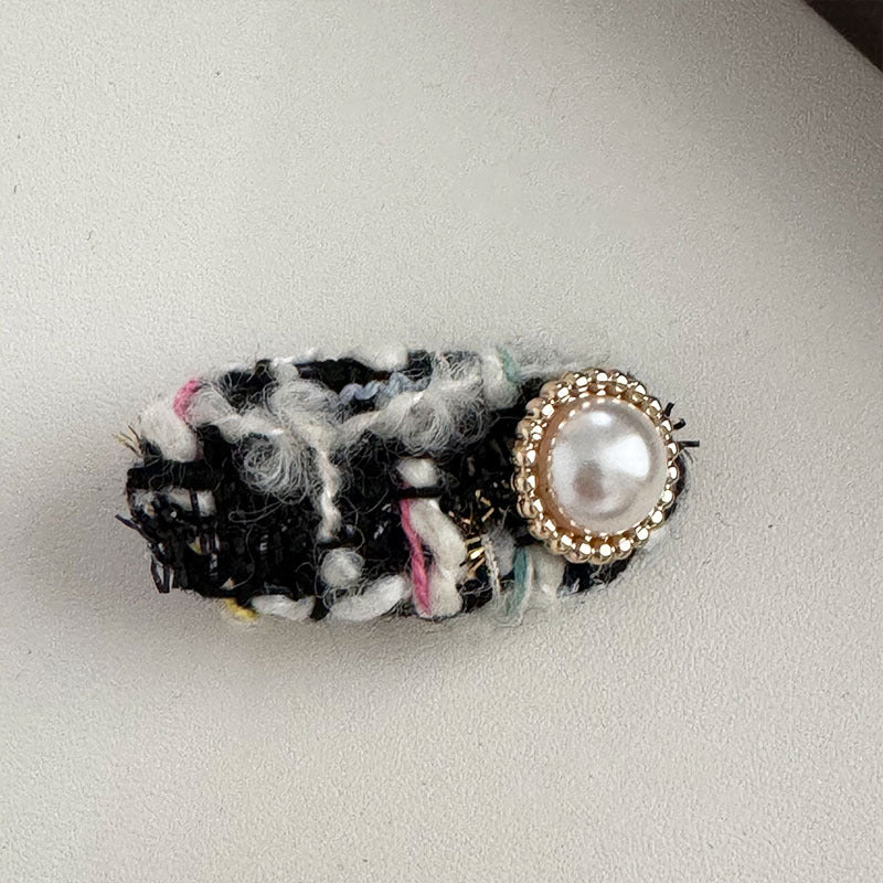 Tweed Pearl Hair Clip |Hair Snap Clip |Hair Barrette |Duckbill Hairpin A134