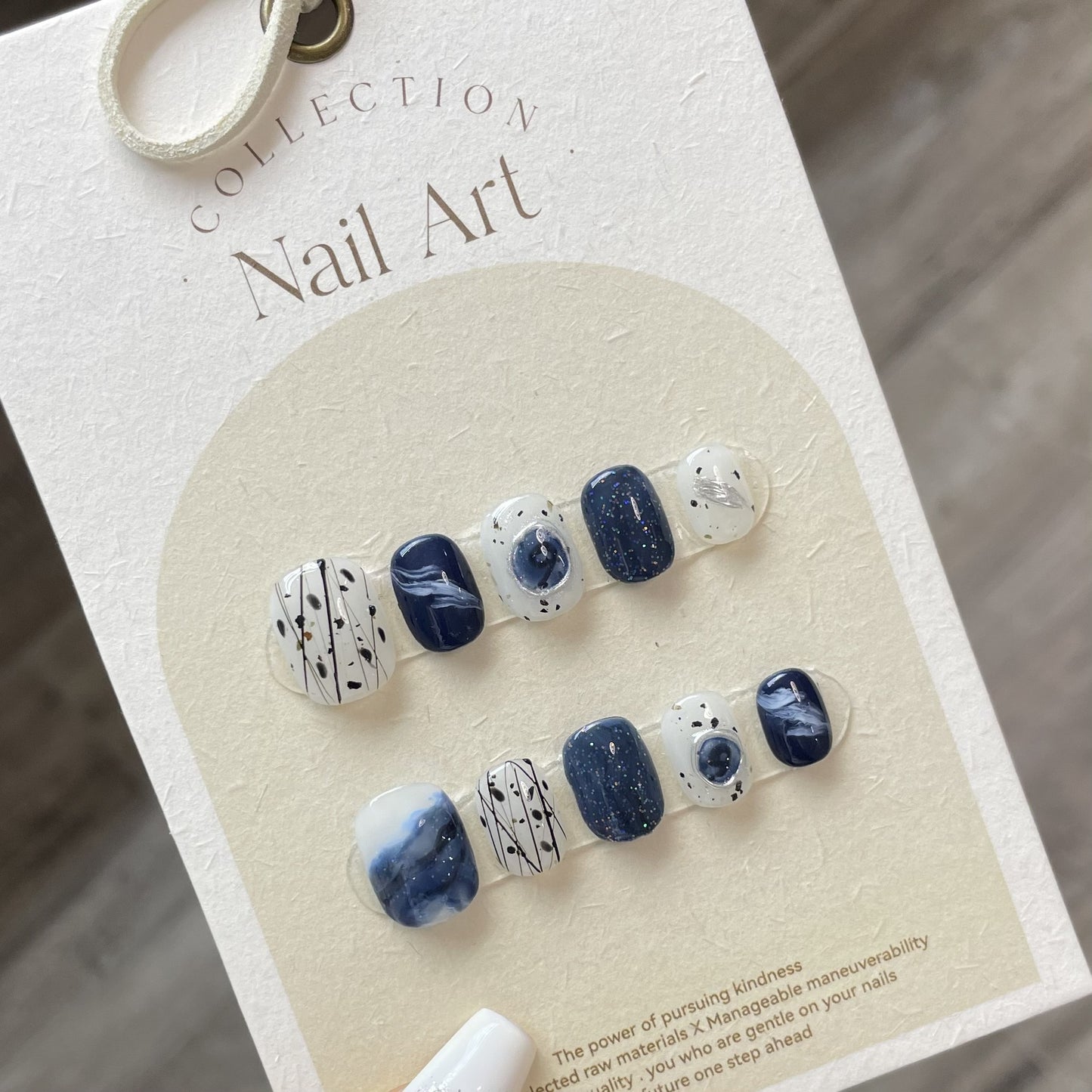 Blue Serenade| Short Squoval Manicure | Handmade Press On Nails H233