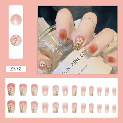 Blushing Bouquet| Medium Squoval Manicure | Press On Nail