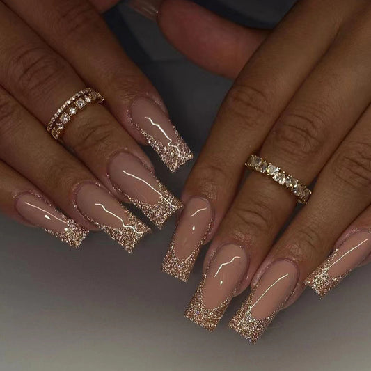 Champagne Bubbles | Long Coffin Manicure | Press On Nails N521