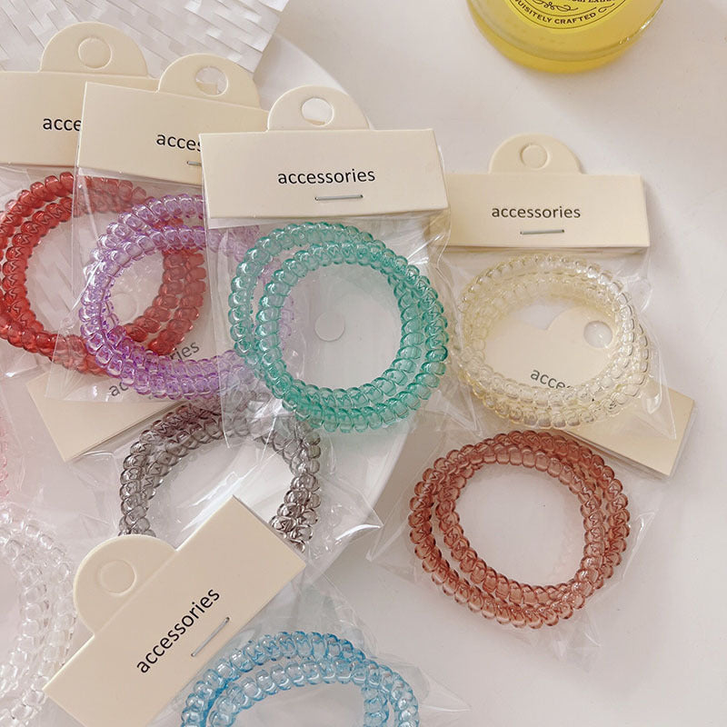 Telephone Wire Hair Ties |Coil Hair Band |Ponytail Holders Barrette|Spiral Hair Scrunchie 2pcs HT23