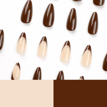 Chestnut Brown| Medium Almond Manicure | Press On Nails N597