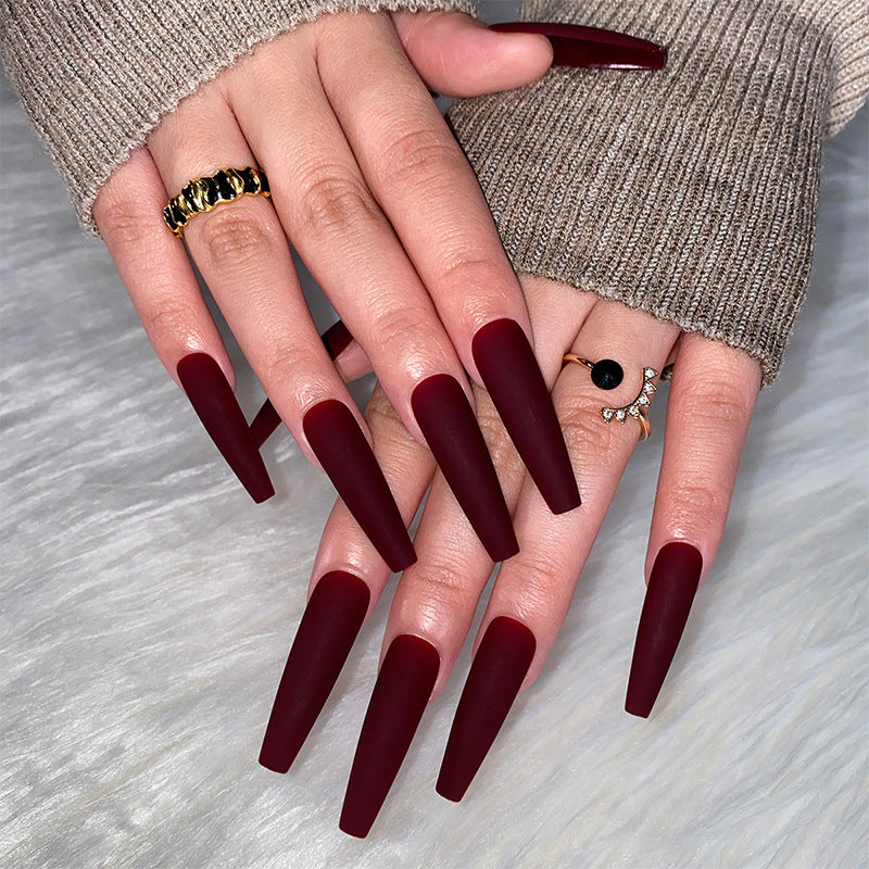 Matte Pure Elegance | Long Coffin Manicure | Press On Nails N623