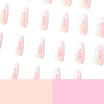 Love in Pink | Long Coffin Manicure | Press On Nails N595