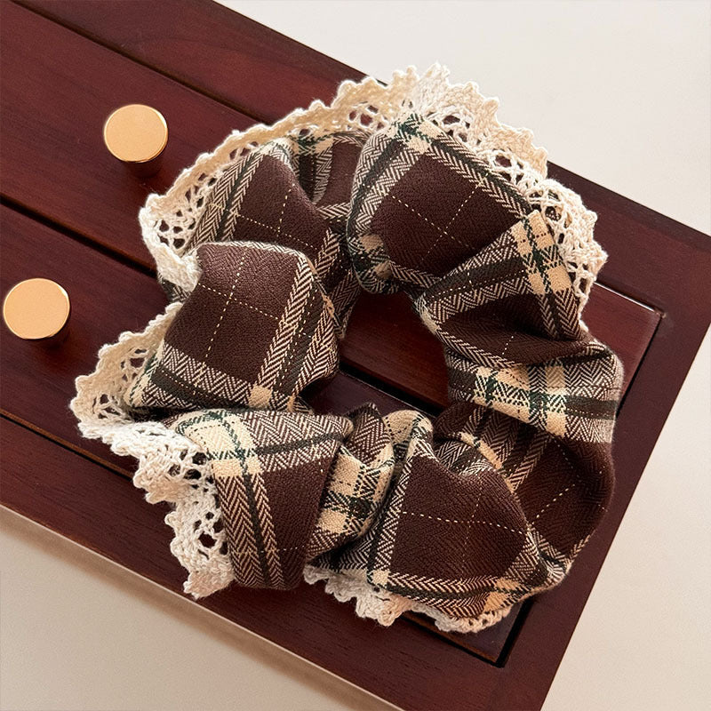 Plaid Lace Hair Tie|Hair Band |Ponytail Holders Barrette|Hair Scrunchie HT42