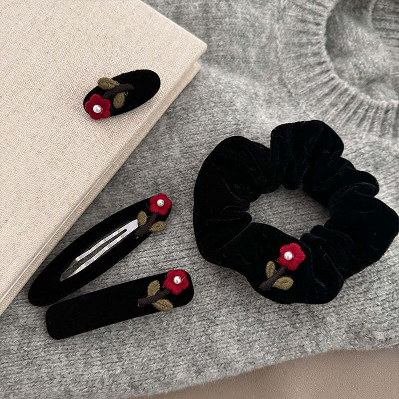 Embroidery Flower Hair Clip |Hair Scrunchie|Hair Barrette |Duckbill Hairpin A147